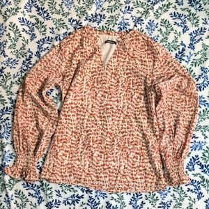 Elegant Red and Cream Blouse